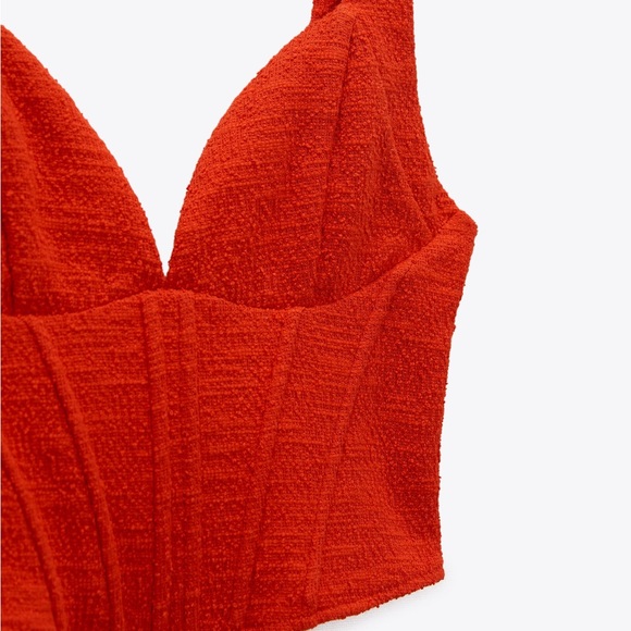 Zara Red Textured Corset Top - Picture 16 of 17